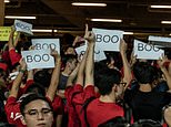 Anti-Government protesters in Hong Kong BOO the Chinese national anthem during World Cup qualifier