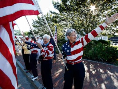 'Freeport flag ladies' wave Stars and Stripes one final time