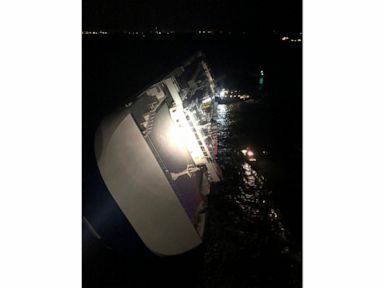 Ship overturns near Georgia port; 4 crew members missing