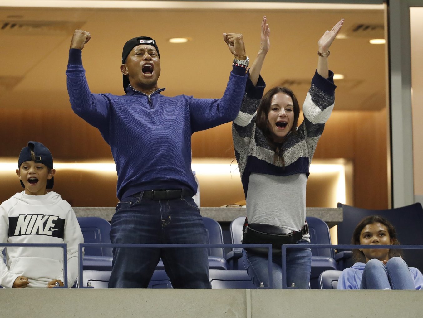 US Open: Tiger Woods among stars watching Rafael Nadal under the lights